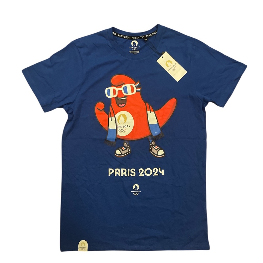 Paris 2024 Olympics Mascot Official Blue T-Shirt Tee Men’s Size Medium NWT